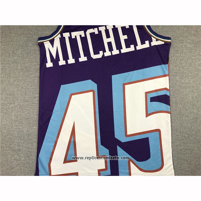 Camiseta Utah Jazz Donovan Mitchell #45 Mitchell & Ness Big Face Violeta